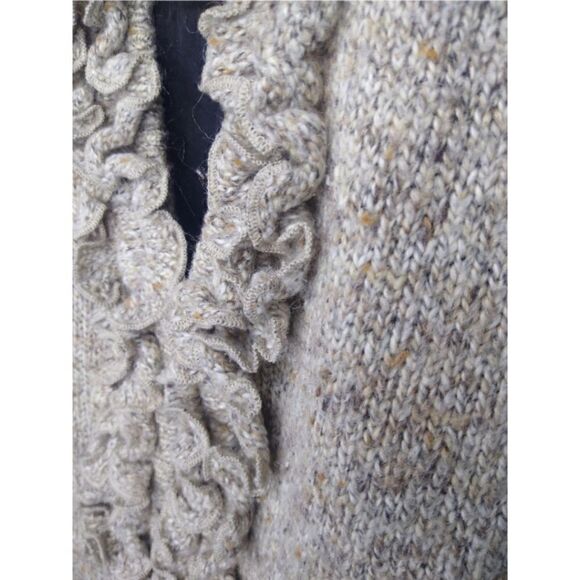 CHRISTOPHER & BANKS Ruffle Front Knit Cardigan Beige Sweater SZ XL - Picture 4 of 10